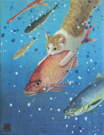 猫と海水魚図